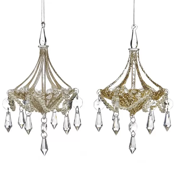 Glass Pearl Chandelier Ornament 2 Assorted P 37026^Goodwill Discount