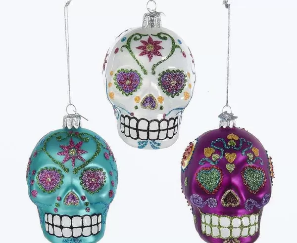 Nb1071 Noble Gems Sugar Skull Ornament3 Assorted^Kurt Adler Cheap