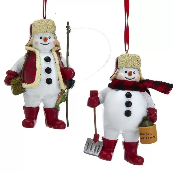 Nyc D3550 Lodge Snowman Ornaments, 2 Assorted^Kurt Adler Cheap