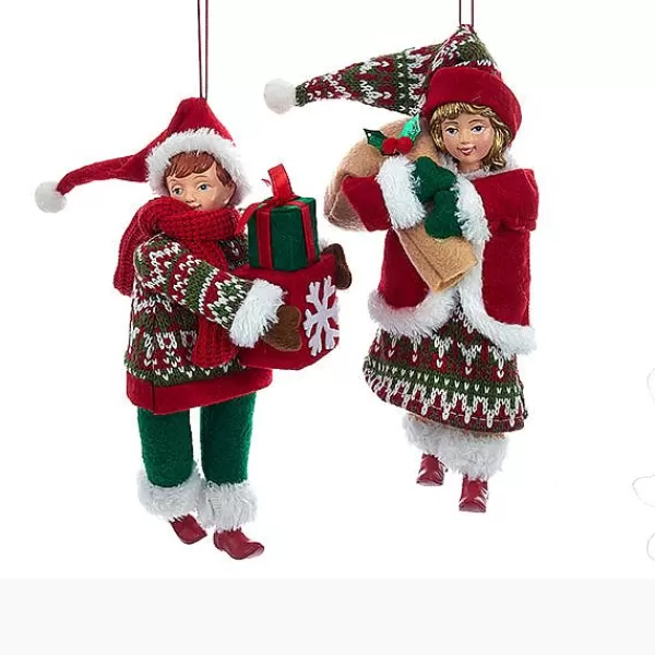 Kurt S. Adler Nyc Td1471 Stuffed Boy With Gift And Girl With Sack^Kurt Adler Best Sale