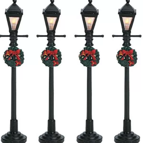 Gas Lantern Street Lamp Set Of 4 64498 - Christmas Village^Lemax Store