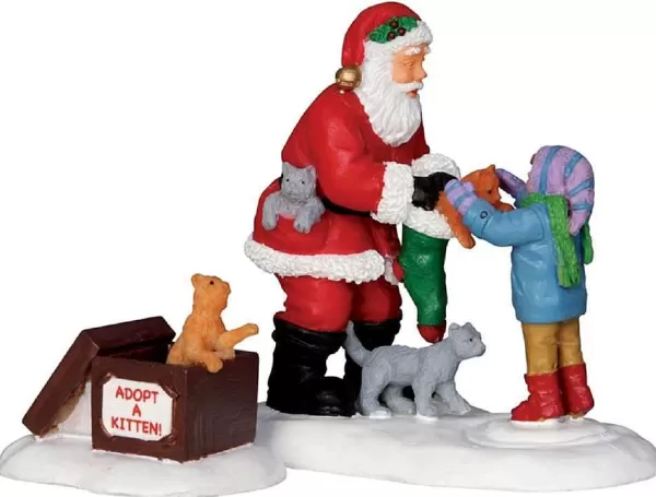 Santa And Kittens, Set Of 2 22045 General^Lemax New